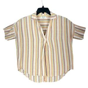 Madewell Blouse‎ Women XXS Relaxed Fit Casual Collared Pattern Everyday